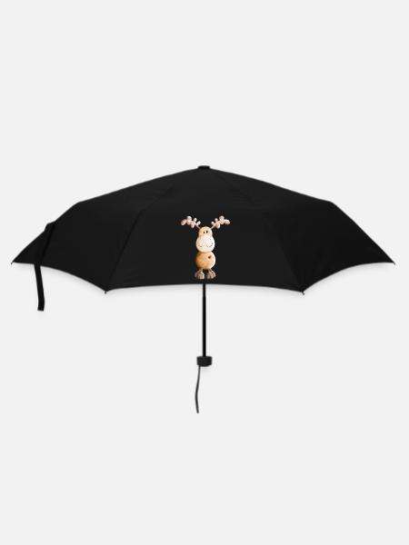 Elch mit Herz - Elche - Hirsch - Wildtier - Tier - Regenschirm (klein) - Schwarz