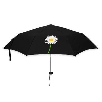 Blume Gänseblümchen mit Stiel - Regenschirm (klein) - Schwarz - Vorne