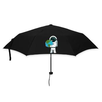 Astronaut with globe gift for astronauts - Umbrella (small) - black - Front