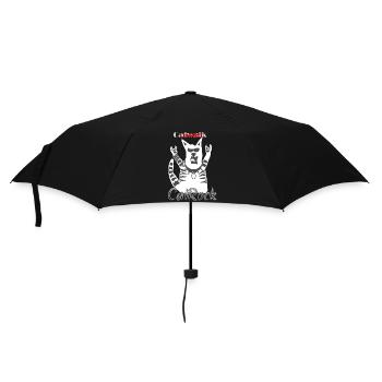 Funny Rocker Cat French Friesfork Heavy Metal - Umbrella (small) - black - Front