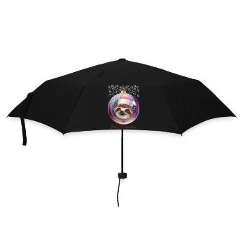 Frohe Weihnachten Weihnachtsoutfit Faultier - Regenschirm (klein) - Schwarz - Vorne