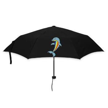Happy Dolphin - Regenschirm (klein) - Schwarz - Vorne