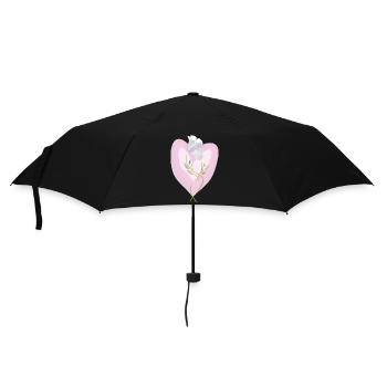 Sanfte weiße Tulpe Herz Illustration - Regenschirm (klein) - Schwarz - Vorne