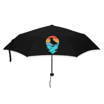 Cut Puffin Silhouette in Sea - Umbrella (small) - black - Front