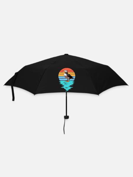 Cut Puffin in Sea - Regenschirm (klein) - Schwarz