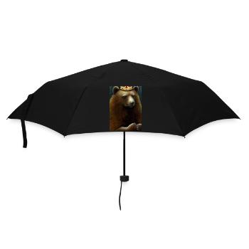 Bär mit Krone - Regenschirm (klein) - Schwarz - Vorne