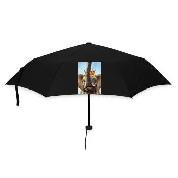 Elefant mit Krone - Regenschirm (klein) - Schwarz - Vorne