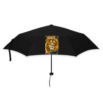 Löwe mit Krone - Regenschirm (klein) - Schwarz - Vorne