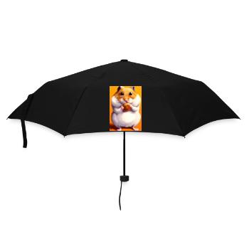 Hamster frisst - Regenschirm (klein) - Schwarz - Vorne