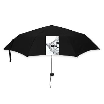 Niedliche Katze Zeichnung - Regenschirm (klein) - Schwarz - Vorne
