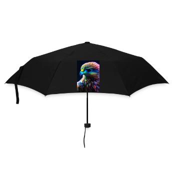 Buntes Vogelgesicht - Regenschirm (klein) - Schwarz - Vorne