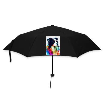 Bunter Border Collie - Regenschirm (klein) - Schwarz - Vorne