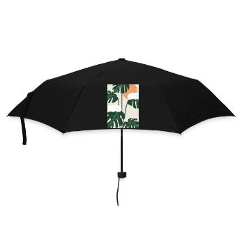 Katzen auf Leafs - Regenschirm (klein) - Schwarz - Vorne