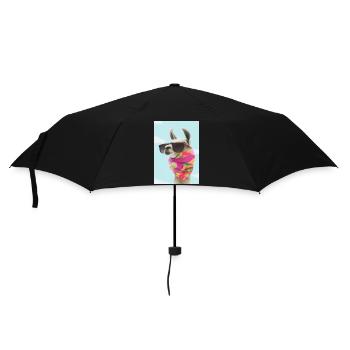 Ferienmode Lama - Regenschirm (klein) - Schwarz - Vorne