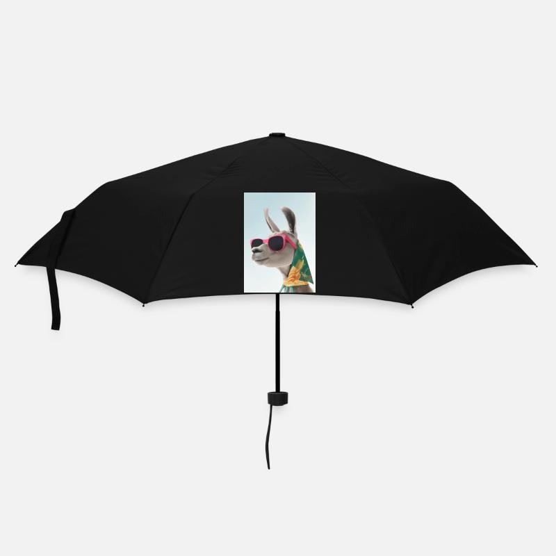Ferienmode Lama - Regenschirm (klein) - Schwarz