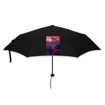 Roter japanischer Berg - Regenschirm (klein) - Schwarz - Vorne