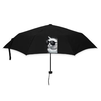Katze mit Sonnenbrille - Regenschirm (klein) - Schwarz - Vorne
