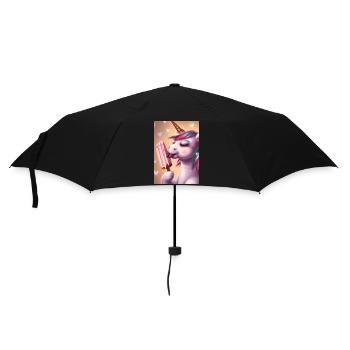 Eiscreme Einhorn - Regenschirm (klein) - Schwarz - Vorne