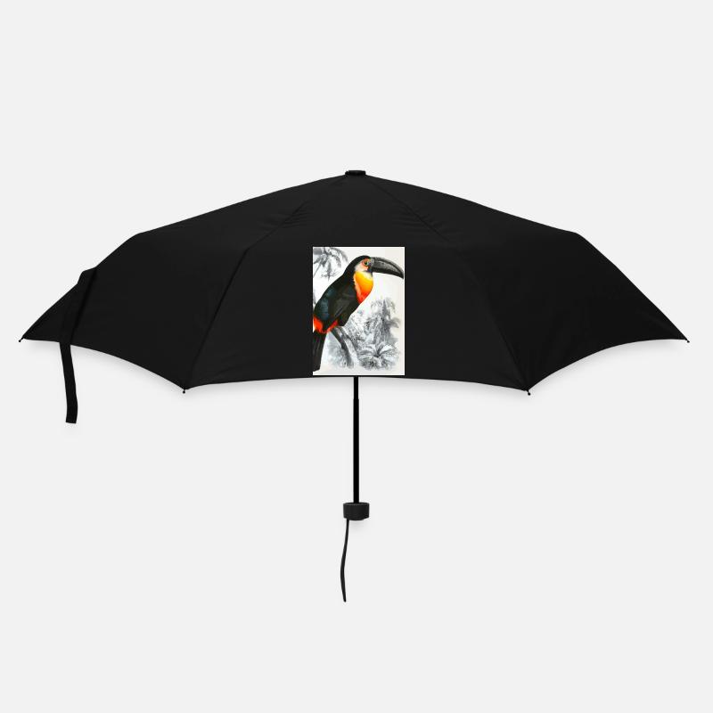 Tucan in Schwarz Weiß Dschungel - Regenschirm (klein) - Schwarz