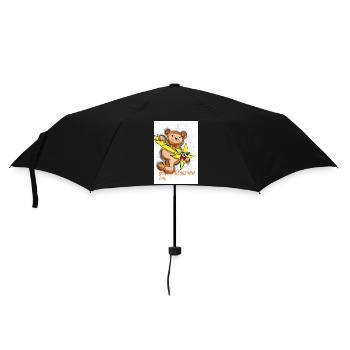 Verspielter Bären- und Sternen-Motiv - Regenschirm (klein) - Schwarz - Vorne