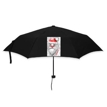 Lustiger Weihnachtsmann mit roter Nase - Regenschirm (klein) - Schwarz - Vorne