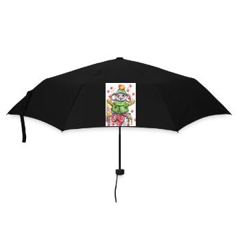 Niedliche Maus im Winteroutfit - Regenschirm (klein) - Schwarz - Vorne