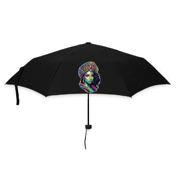 Afro Frau - Schönheit - Regenschirm (klein) - Schwarz - Vorne