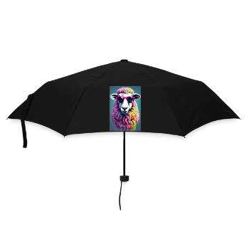 Schaf mit Brille - Regenschirm (klein) - Schwarz - Vorne