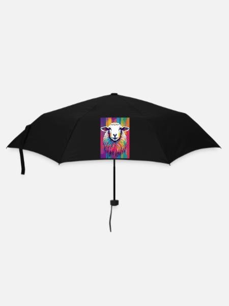 Buntes Schaf - Regenschirm (klein) - Schwarz
