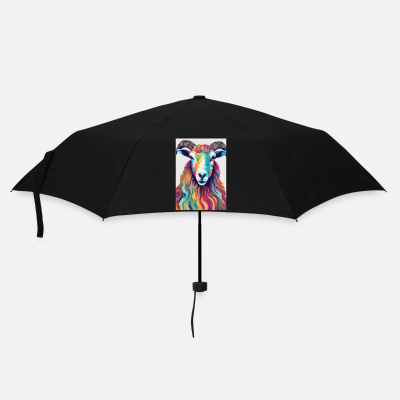 Bunter Schafbock - Regenschirm (klein) - Schwarz