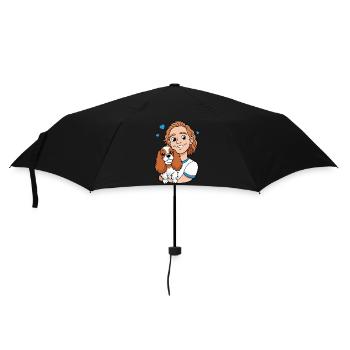 Cavalier King Charles Spaniel Kuscheln mit Mensch - Regenschirm (klein) - Schwarz - Vorne