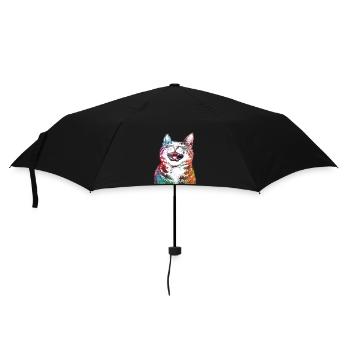 Funny cat 1 - Umbrella (small) - black - Front
