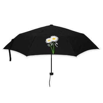 Dekorative Blüte an grünem Stiel - Regenschirm (klein) - Schwarz - Vorne
