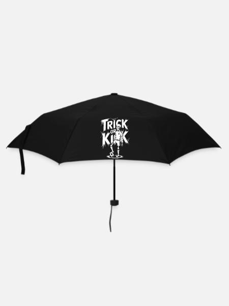 Trick or Kick Halloween Fußballkunst - Regenschirm (klein) - Schwarz