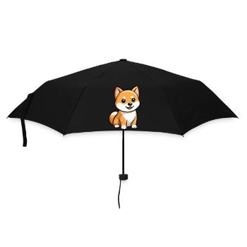 Shiba Inu Hund Comic Baby - Regenschirm (klein) - Schwarz - Vorne
