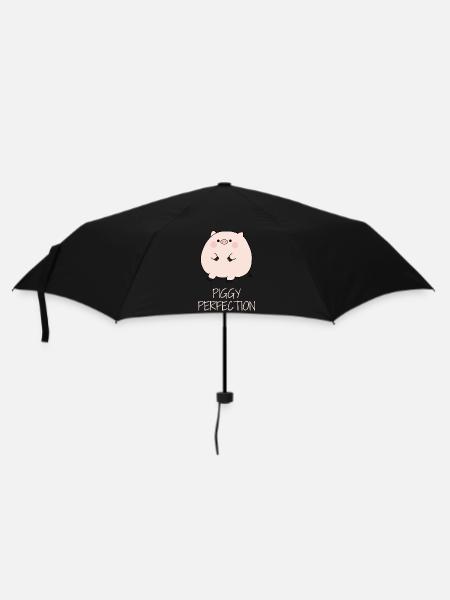 Niedliches kleines Schweinchen - Regenschirm (klein) - Schwarz