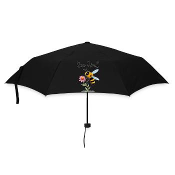 Bienenart: Niedliche Biene mit winziger Blume - Regenschirm (klein) - Schwarz - Vorne