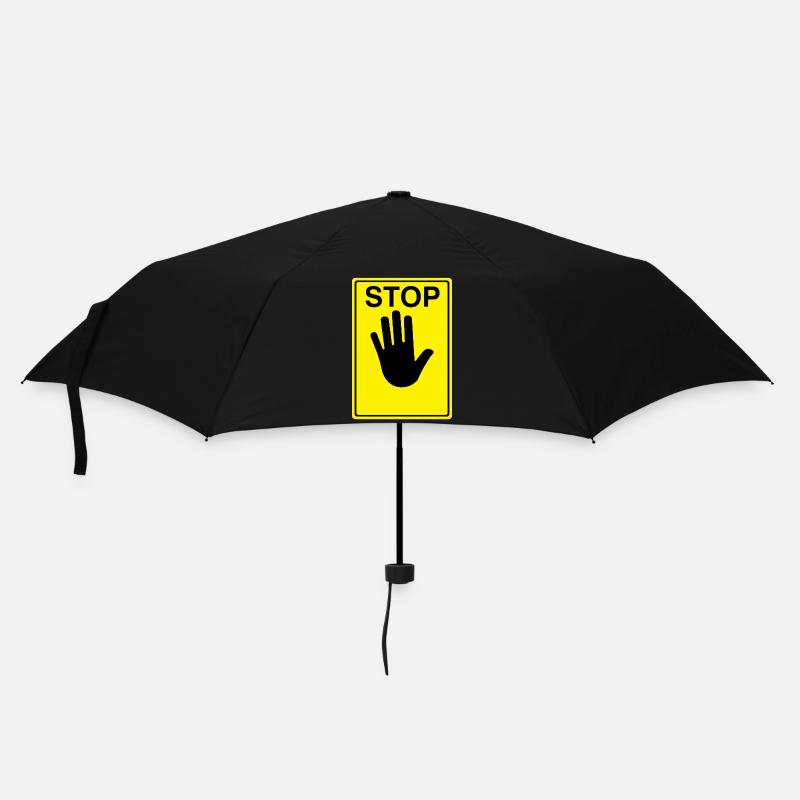 Stop Schild Logo - Regenschirm (klein) - Schwarz