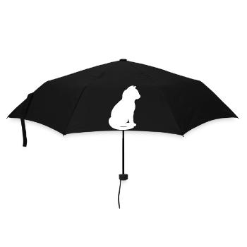 sitzende katzensilhouette v2 - Regenschirm (klein) - Schwarz - Vorne