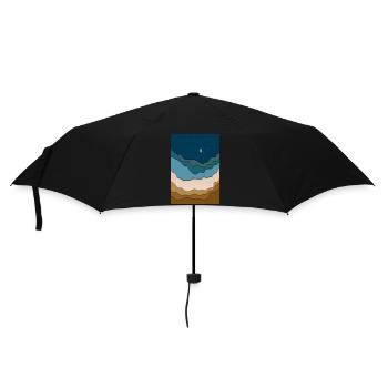 Abstraktes Strand-Design - Surfboard im Ozean - Regenschirm (klein) - Schwarz - Vorne