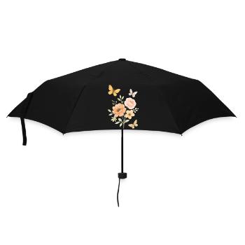 Pastel Flowers Butterfly Motifs - Umbrella (small) - black - Front