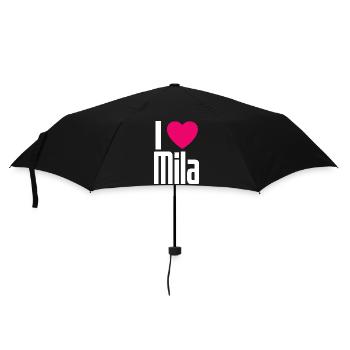 I Love Mila Pinkes Herz Ich liebe Mila - Regenschirm (klein) - Schwarz - Vorne