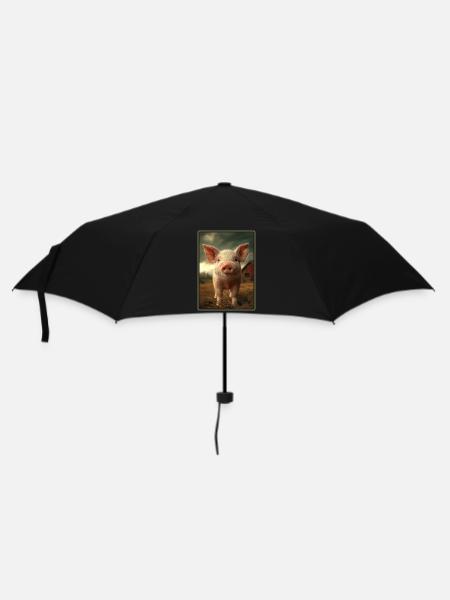 Schweine Schwein - Regenschirm (klein) - Schwarz