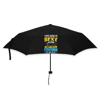 Fischer Fisch Angel Sprüche Lustig Angler - Regenschirm (klein) - Schwarz - Vorne