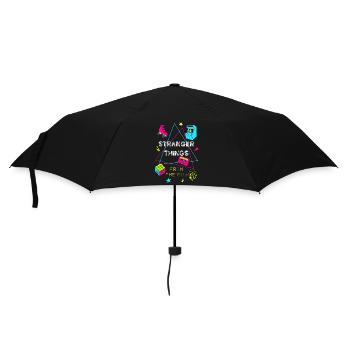 80er Neon Retro Gaming - Regenschirm (klein) - Schwarz - Vorne