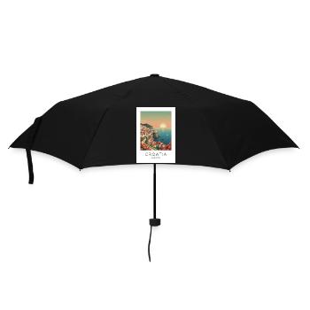Kroatische Küstenidylle Sonnenuntergang - Regenschirm (klein) - Schwarz - Vorne