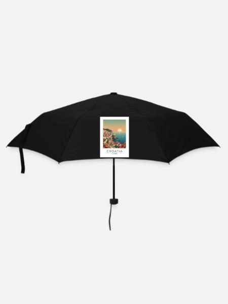 Croatian Coastal Idyll Sunset - Umbrella (small) - black