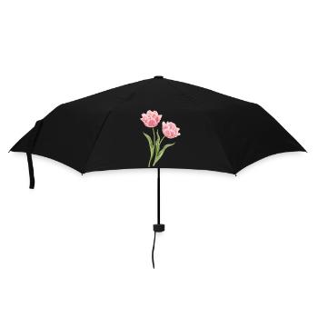 Pink Parrot Tulips Floral Motif - Umbrella (small) - black - Front