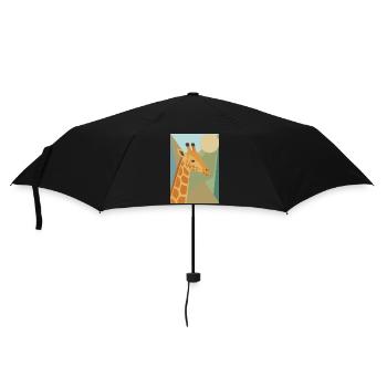 Geometrische Giraffe Safari Kunst  - Regenschirm (klein) - Schwarz - Vorne