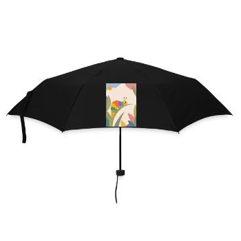 Bunte Raupe auf Blatt – Niedliches Tiermotiv - Regenschirm (klein) - Schwarz - Vorne